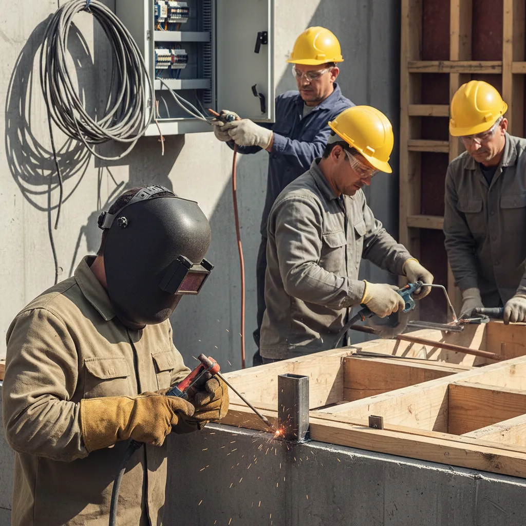 Subcontractors working on site